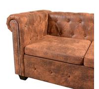 Gecheer Divano Angolare Chesterfield a 5Posti Pelle Artificiale MarroneDivano trasformabile tessuto