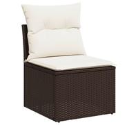 Gecheer Divano da Esterno in Polyrattan, Marrone e Crema, 55x62x69 cm, Divano Singolo da Giardino in Polyrattan