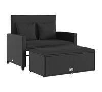 Gecheer Divano da Giardino 2 Posti, con Cuscini, Polyrattan, Nero, per Esterno