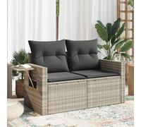 Gecheer Divano da giardino a 2 posti e cuscini in resina intrecciata grigio chiaro, divano da esterno, mobili da giardino per balcone, terrazza tipo E
