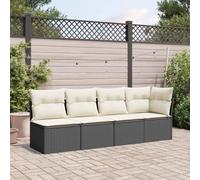 Gecheer Divano,da Giardino,Esterno,4 Posti,in Polyrattan,Nero e Crema,227x62x69 cm,Divano da Esterno in Polyrattan,3 Divani Centrali e Un Divano Angolo,Modulare,da Esterno,Patio