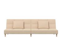 Gecheer Divano Letto a 2 Posti con 2 Cuscini Crema in TessutoDivano Letto Estraibile