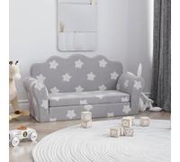 Gecheer Divano Letto Bambini a 2 Posti,Poltroncina per Bambini,Divano Bambini,Divano Letto per Bambini,Mini Divano per Bambini,Divanetto per Bimbi,Grigio Chiaro con Stelle Peluche