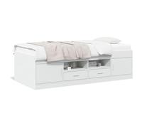Gecheer Divano Letto con Cassetti Bianco 100x200cm in Legno Multistrato,Struttura,Telaio,Letto,Giroletto,Singolo,Matrimoniale,Struttura Letto,Moderna,Letto con Doghe,J3280237