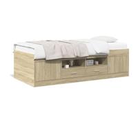 Gecheer Divano Letto con Cassetti Rovere Sonoma 100x200 cm Multistrato,Struttura,Telaio,Letto,Giroletto,Singolo,Matrimoniale,Struttura Letto,Moderna,Letto con Doghe,J3280239