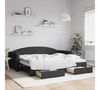 Gecheer Divano Letto Estraibile con Cassetti Nero 90x200 cm in Tessuto,Divano Letto con Secondo,Divano Letto in Legno,Divano Letto Scomparsa,Divani Letto Due Posti,Divano Letto con Doghe,P3197226