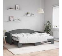 Gecheer Divano Letto Estraibile Materassi Grigio Scuro 90x200cm Tessuto,Divano Letto con Secondo,Divano Letto in Legno,Divano Letto Scomparsa,Divani Letto Due Posti,Divano Letto con Doghe,P3197207