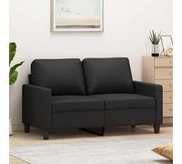 Gecheer Divano Moderno 2 Posti in Similpelle Nera, Piedi Neri, 138x77x80 cm, per Soggiorno