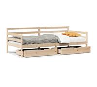 Gecheer Dormeuse con Cassetti 90x190 cm in Legno Massello Pino, Sponde Laterali, Doghe di Supporto, Design Rustico, Adatto a Stanze da Letto