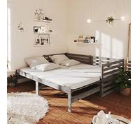 Gecheer Dormeuse Estraibile Grigia in Massello di Pino 2X(90x200) cm,Divano Letto con Secondo,Divano Letto in Legno,Divano Letto Scomparsa,Divani Letto Due Posti,Divano Letto con Doghe,P806967