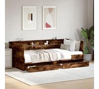Gecheer Dormeuse,Struttura,Divano Letto,Singolo,Moderno,2 Posti,con 2 Cassetti,in Truciolato,Roevere Fumo,75x190 cm,Telaio Divano Letto Singolo 2 Posti Legno,Divano 2 Posti,Divano Letto Singolo