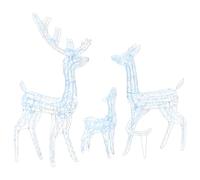 Gecheer Famiglia di Renne Natalizie LED 300 Bianco Freddo in Acrilico, Decorazione Preilluminata con Effetti Luce, per Abbellire la Casa e Creare Atmosfera Festiva