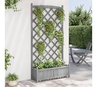 Gecheer Fioriera con Traliccio,Fioriera da Esterno in Legno,Fioriera con Traliccio per Piante Rampicanti,Fioriera Grigliato da Esterno,Fioriera con Spalliera Separè,Fioriera Separe,Grigia