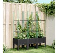 Gecheer Fioriera con Traliccio Nera da Giardino 120x40x142,5 cm in PP - Aiuola Rialzata, Letto per Orto con Contenitore L367958