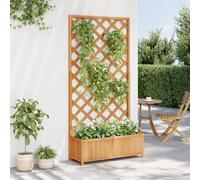 Gecheer Fioriera da Esterno in Legno con Traliccio per Piante Rampicanti, Grigliato, Spalliera Separè, Marrone