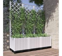 Gecheer Fioriera da Giardino con Graticcio Bianco 120x40x136 cm PP,Fioriera con Traliccio,Fioriera Grigliato da Esterno,Fioriera con Spalliera Separè,Letto Rialzato,Fioriera da Esterno,P153284