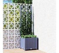 Gecheer Fioriera da Giardino con Graticcio Grigio Blu 40x40x136 cm PP,Fioriera con Traliccio,Fioriera Grigliato da Esterno,Fioriera con Spalliera Separè,Letto Rialzato,Fioriera da Esterno,P318249