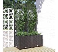 Gecheer Fioriera da Giardino con Graticcio Nero 80x40x136 cm in PP,Fioriera con Traliccio,Fioriera Grigliato da Esterno,Fioriera con Spalliera Separè,Letto Rialzato,Fioriera da Esterno,P318271