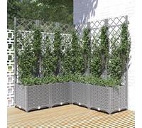 Gecheer Fioriera Giardino con Graticcio Grigio Chiaro 120x120x136cm PP,Fioriera con Traliccio,Fioriera Grigliato da Esterno,Fioriera con Spalliera Separè,Letto Rialzato,Grigliato,Fioriera da Esterno