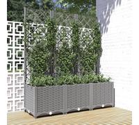 Gecheer Fioriera Giardino con Graticcio Grigio Chiaro 120x40x136cm PP,Fioriera con Traliccio,Fioriera Grigliato da Esterno,Fioriera con Spalliera Separè,Letto Rialzato,Grigliato,Fioriera da Esterno