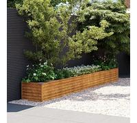 Gecheer Fioriera Rialzata da Giardino 386x50x36 cm in Acciaio Corten,Fioriera da Giardino,Aiuola Rialzata,Letto Rialzato da Giardino,Fioriera da Esterno Grande,Letto per Orto Rialzato