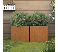 Gecheer Fioriere 2 pz,Vaso,Letto Rialzato da Giardino,Fioriera Vaso per Fiori,Fioriera da balcone,Fioriera rialzata,Fioriera da Esterno,Fioriera Rettangolare,Aiuola Rialzata,49x47x46 cm Acciaio Corten