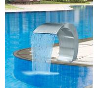 Gecheer Fontana da Giardino, Cascata per Piscina e Laghetto, Acciaio Inossidabile, 60x60x45 cm, Argento, Resistente al Cloro