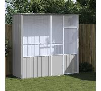Gecheer Gabbia,per Uccelli,da Giardino,Esterno,in Acciaio Zincato,Grigio,215x78x200 cm,Gabbia per Ucellini,Voliera per Ucelli Acciaio,Voliera per Pappagalli,Gabbia per Uccelli da Esterno