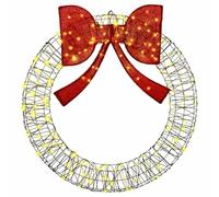 Gecheer Ghirlanda LED, 150 luci bianco caldo 120 cm rattan, decorazione natalizia con fiocco, design minimalista, per interni ed esterni, illuminazione festiva