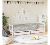 Gecheer Giroletto Bambini con Cassetti,Giroletto per Bambini a Doghe,Letto per Cameretta,Letto per Bambini con Sponde Laterali,Letto Singolo per Bambini,Letto Basso per Bambini,Bianco 80x200cm