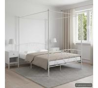 Gecheer Giroletto con baldacchino, senza materasso 140x200 cm in metallo bianco, per camera