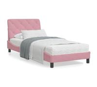 Gecheer Giroletto con Luci LED Rosa 90x200 cm in Velluto,Struttura,Telaio,Letto,Giroletto,Singolo,Matrimoniale,Struttura Letto,Moderna,Letto con Doghe,J3213836