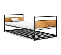 Gecheer Giroletto Estraibile Nero in Metallo 90x200 cm,Struttura,Telaio,Letto,Giroletto,Singolo,Matrimoniale,Struttura Letto,Moderna,Letto con Doghe,J324748