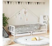 Gecheer Giroletto per Bambini con Cassetti, Doghe e Sponde Laterali - Letto Singolo Basso per Cameretta, Bianco 90x200cm