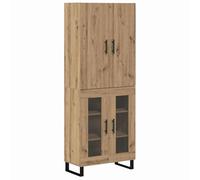Gecheer Highboard moderno, mobile rettangolare con legno stratificato e vetro, ampio spazio interno, design contemporaneo e versatile per soggiorno urbano