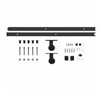 Gecheer Kit di Binari,per Porte,Scorrevoli,SKIEN,200 cm,in Acciaio Nero,Set Binari per Porte Sorrevoli da Interno