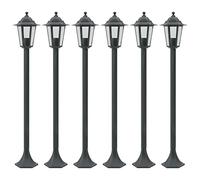 Gecheer Lampione da Giardino 6 pz E27 110 cm Alluminio Verde Scuro, Lampione da Terra da Giardino, Lampioni da Giardino Esterno, Lampione Classico in Alluminio