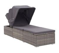 Gecheer Lettino prendisole, con tettuccio e cuscino in polyrattan grigio per spiaggia