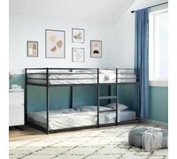 Gecheer Letto a Castello, salvaspazio con Scala Integrata e guardrail in Acciaio Nero 90x200 cm con Base a Rete Traspirante for Bambini Oltre i 6 Anni e Ospiti