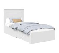 Gecheer Letto con cassetto Bianco e Argento 75 x 190 cm, letto moderno con spazio di stoccaggio, per spazi piccoli e ambienti urbani