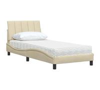 Gecheer Letto con Materasso Crema 90x190 cm in TessutoLetto con Materasso