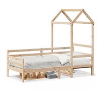 Gecheer Letto in Legno Massello di Pino, Dormeuse con Tetto 80x200 cm, Sponde su 3 Lati, Design Rustico, Rete a Doghe per Migliore Circolazione dell'Aria, Spazio per Dormire e Riposo Confortevole