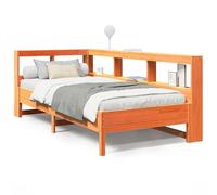 Gecheer Letto Libreria, Telaio stabile in pino, base a doghe, vano portaoggetti integrato, 100x200 cm, due modi di assemblaggio per camera da letto