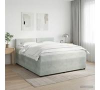 Gecheer Letto matrimoniale con testiera regolabile e materasso a molle insacchettate, rivestimento in velluto grigio chiaro, struttura in legno massello e pino, para camere da letto moderne e comfort