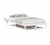 Gecheer Letto moderno con comodini, struttura in legno massello di pino, dimensioni 120 x 190 cm, bianco, per camera da letto moderna