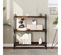 Gecheer Libreria a 3/4/5 Ripiani, Scaffale per Ufficio, Soggiorno, Camera da Letto, Porta CD, in Legno, Rovere Fumo 80x30x86 cm