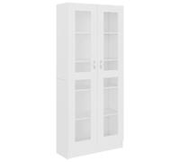 Gecheer Libreria Bianca, Mobiletto Vetrina con 5 Scomparti e 2 Ante, Legno Multistrato, Dimensioni 82,5x30,5x185 cm, per Soggiorno e Arredamento Casa