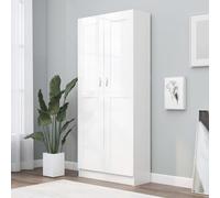 Gecheer Libreria Bianca, Scaffale per Libri con 5 Scomparti e 2 Ante, 82,5 x 30,5 x 185,5 cm, in Legno Truciolato e MDF, per Soggiorno Camera da Letto Ufficio