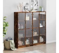 Gecheer Libreria con Ante,Libreria scaffale con Ante,Libreria Moderna,Libreria a 16 Cubi,Libreria Vetrina,Vetrinetta,Vetrina Soggiorno,Armadietto Vetrina,Rovere Fumo 136x37x142 cm in Legno Multistrato