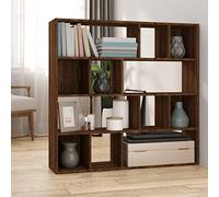 Gecheer Libreria/Divisorio a 4 Livelli, Scaffale Moderno per Soggiorno, Ufficio, Libri - Rovere Marrone 105x24x102 cm